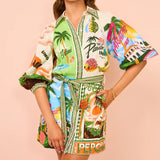 Vestido Corto Lorens™ de Estampado Tropical