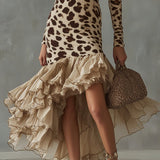 Vestido de Mujer Carmen con Estampado Animal y Volantes