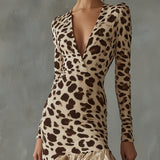 Vestido de Mujer Carmen con Estampado Animal y Volantes