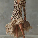 Vestido de Mujer Carmen con Estampado Animal y Volantes