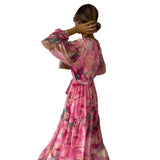 Vestido Floral Elegante Kalani con Escote en V para Mujer