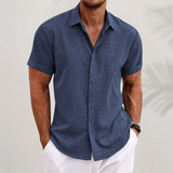 Camisa de Manga Corta de Algodón y Lino OLIVER™