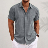Camisa de Manga Corta de Algodón y Lino OLIVER™