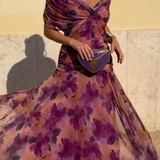 Vestido Largo Floral Alondra con Escote en V