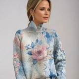 Jersey de Cuello Alto con Encaje y Estampado Elegante Roos