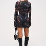 Mini Vestido de Red Leopardo Chiara