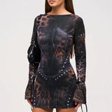 Mini Vestido de Red Leopardo Chiara