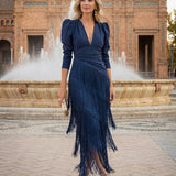 Vestido de Flecos Salvia para Mujer