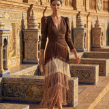 Vestido de Flecos Salvia para Mujer