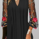 Vestido Largo Elegante Renée con Mangas Bordadas