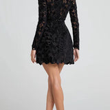 Vestido Corto Elegante de Encaje con Falda Tulipán Elora™