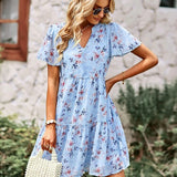 Vestido Floral de Manga Corta Noa™ con Cuello en V