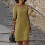 Vestido Victoire de Lino Natural Elena™