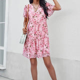 Vestido Floral de Manga Corta Noa™ con Cuello en V
