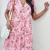 Vestido Floral de Manga Corta Noa™ con Cuello en V