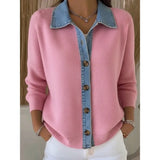 Suéter de Punto Léonie con Cuello de Denim