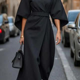 Vestido Elegante Sofia con Mangas Farol y Cinturón para Mujer