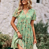 Vestido Floral de Manga Corta Noa™ con Cuello en V