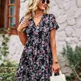 Vestido Floral de Manga Corta Noa™ con Cuello en V