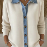 Suéter de Punto Léonie con Cuello de Denim