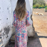 Vestido Largo de Lujo Camille con Cuello en V y Bolsillos