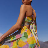 Vestido Largo Plisado Floral