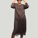 Vestido Elegante de Punto y Tul Ullé