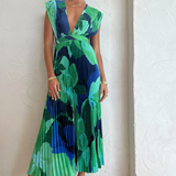 Vestido Plisado Evangelina™ en Tonos Azules