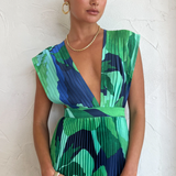 Vestido Plisado Evangelina™ en Tonos Azules