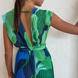 Vestido Plisado Evangelina™ en Tonos Azules