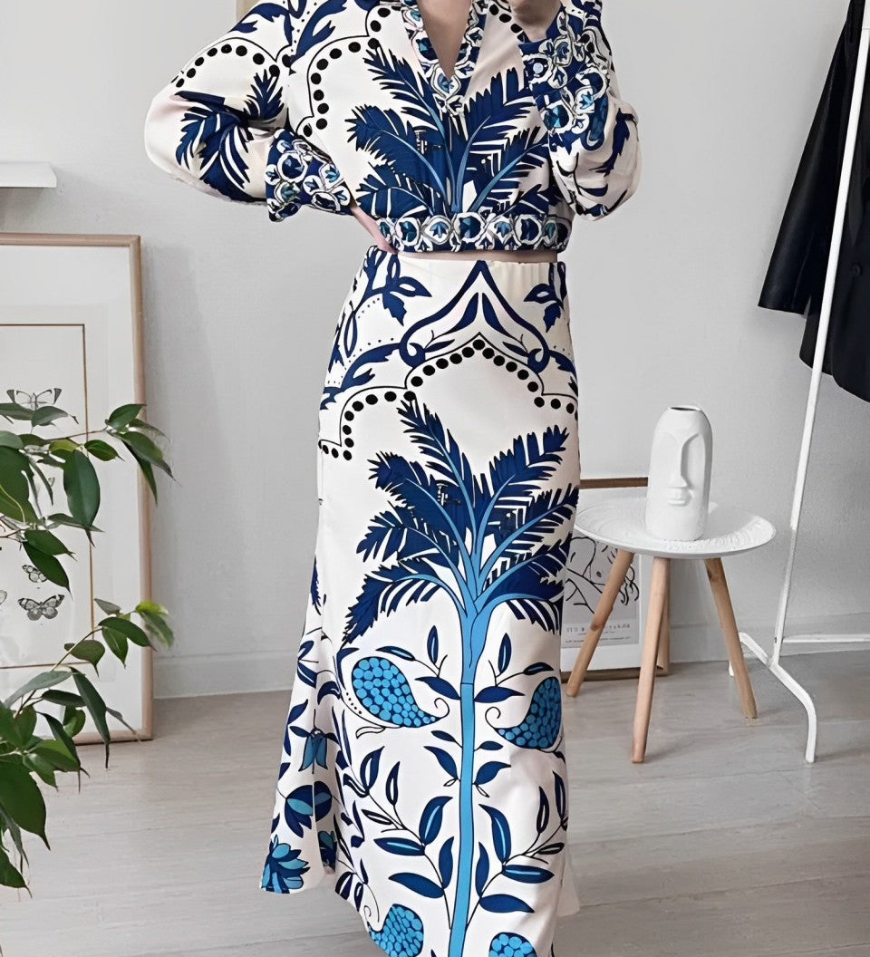 Conjunto Floral Elegante Diana™ Azul