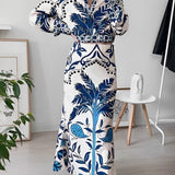Conjunto Diana™ Elegante con Estampado Floral Azul