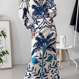 Conjunto Diana™ Elegante con Estampado Floral Azul