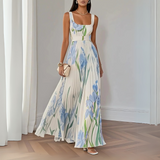 Vestido Largo Plisado Floral Nina