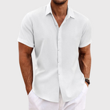 Camisa de Manga Corta de Algodón y Lino OLIVER™