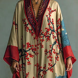 Vestido Maxi Zaki con Impresión de Flor de Ciruela Roja