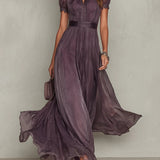 Vestido Largo Violeta con Escote Llave Flavia para Mujer