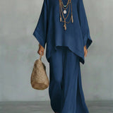 Beatrice - Conjunto de Top y Pantalones Flowy en Mezcla de Lino Minimalista para Dama