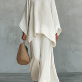 Beatrice - Conjunto de Top y Pantalones Flowy en Mezcla de Lino Minimalista para Dama