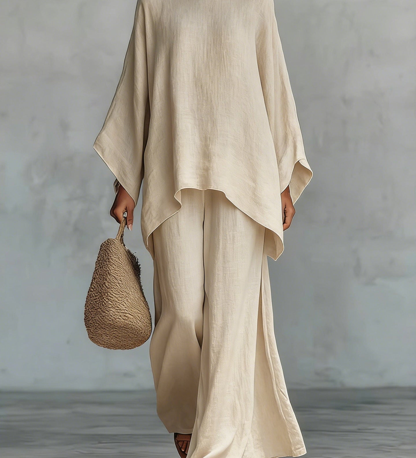 Conjunto Beatrice de Top y Pantalones Flowy en Mezcla de Lino Minimalista para Mujer