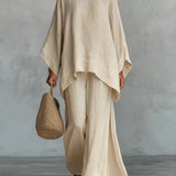 Beatrice - Conjunto de Top y Pantalones Flowy en Mezcla de Lino Minimalista para Dama