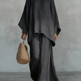 Beatrice - Conjunto de Top y Pantalones Flowy en Mezcla de Lino Minimalista para Dama