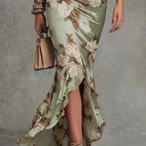 Vestido Largo de Satén Floral Anastasia
