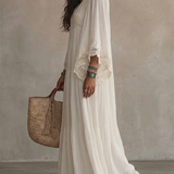 Vestido Largo Blanco con Escote en V Indara para Mujer