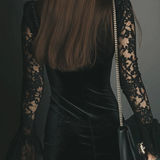 Vestido Mini de Terciopelo y Encaje Luna