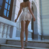 Vestido Corto Elegante Sin Mangas de Encaje Elionne™