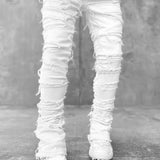 Pantalón de Mezclilla Desgastado en Capas