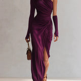 Vestido Maxi Morado de Un Solo Hombro Rosalia™