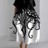 Vestido de Manga Corta Tessa con Estampado de Tentáculos