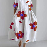 Vestido de Cuello Redondo Norie con Flores Primaverales